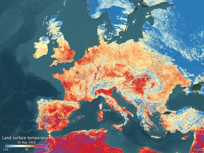 L'ondata di caldo in Europa vista dai satelliti