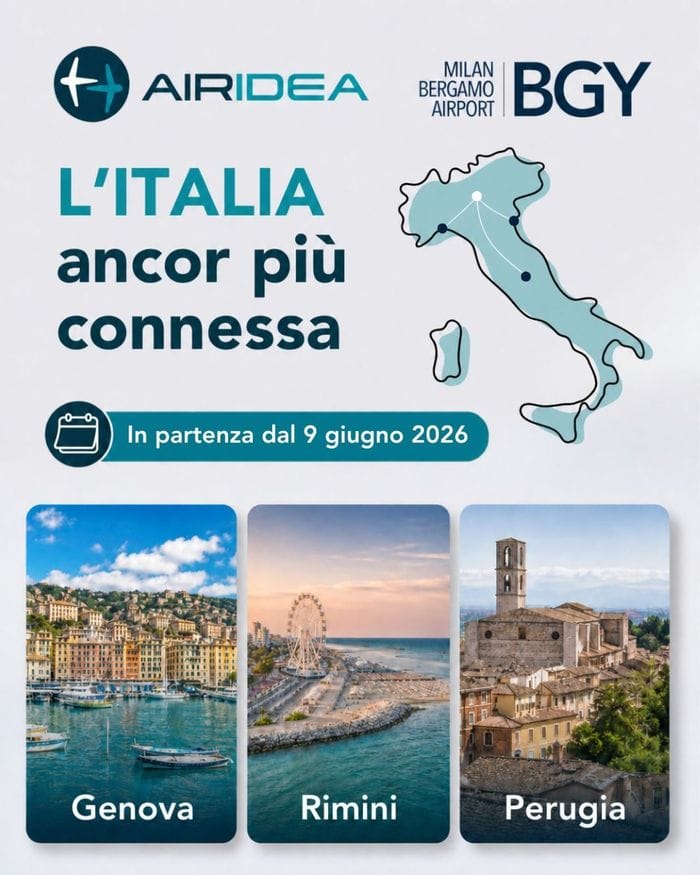 Airidea sbarca a Orio: collegamenti veloci con Genova, Perugia e Rimini