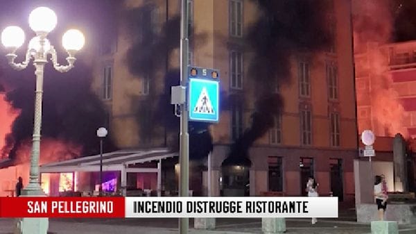 San Pellegrino Terme, incendio distrugge ristorante in viale Papa Giovanni XXIII