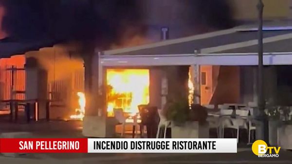San Pellegrino Terme, incendio distrugge ristorante in viale Papa Giovanni XXIII