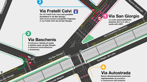 E-Brt, nuovi correttivi per migliorare la viabilità: aumentano le corsie in via San Giorgio