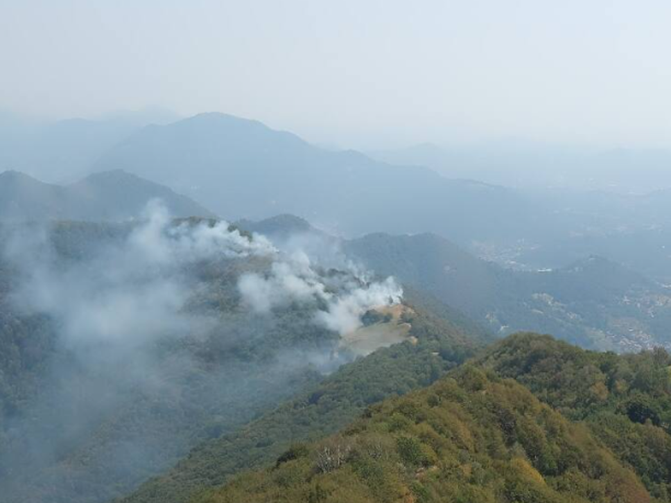 Incendio sul Canto Basso sopra Nese: in fumo tre ettari di bosco - Foto