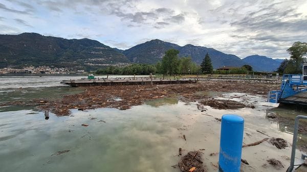 Maltempo in Valle Camonica, piena dell’Oglio verso il lago d’Iseo