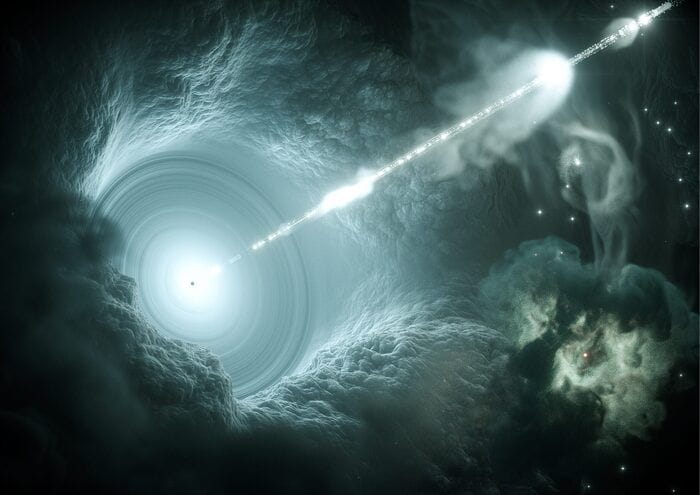 Osservato il cuore di una galassia da record, distante 8 miliardi di anni luce 
